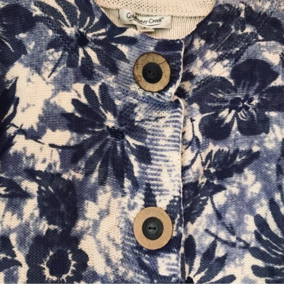 Coldwater Creek Cotton Floral Print Wood Button Cardigan Sweater Top Cottagecore - Picture 4 of 16